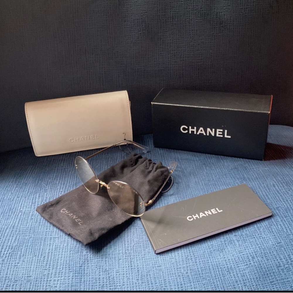 Authentic Chanel Gold Plater Acetate Round Sunglasses - Picture 2 of 9